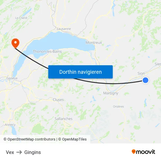 Vex to Gingins map