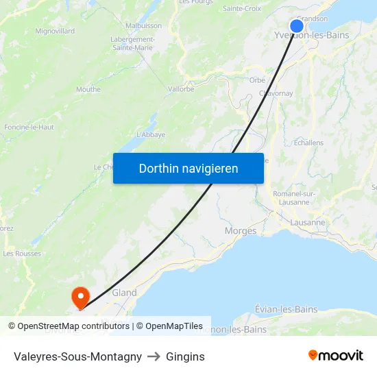Valeyres-Sous-Montagny to Gingins map
