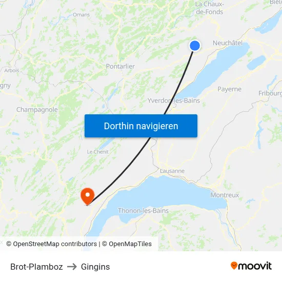 Brot-Plamboz to Gingins map