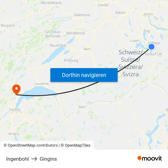 Ingenbohl to Gingins map
