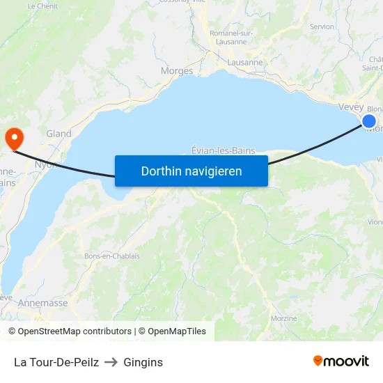 La Tour-De-Peilz to Gingins map