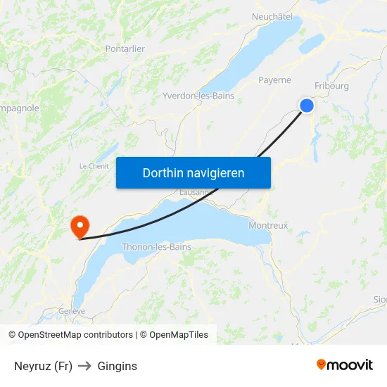 Neyruz (Fr) to Gingins map