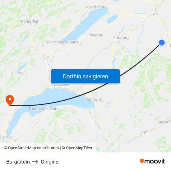 Burgistein to Gingins map