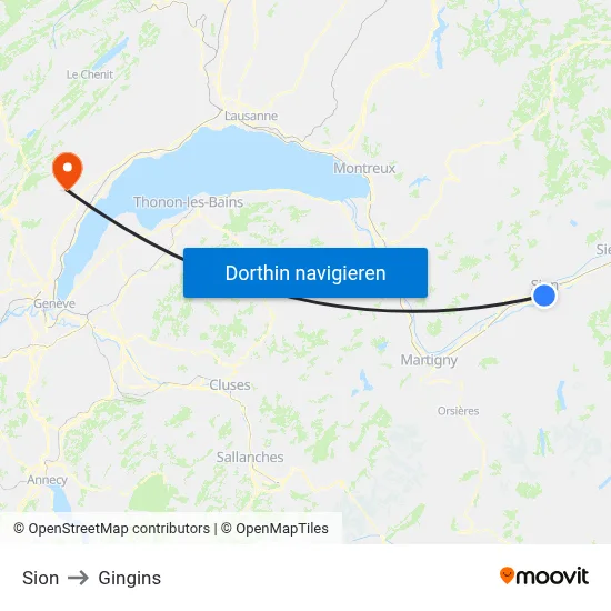 Sion to Gingins map