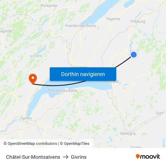 Châtel-Sur-Montsalvens to Givrins map