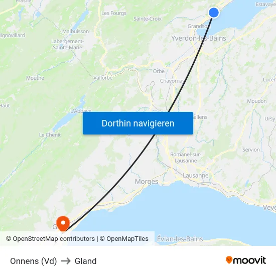 Onnens (Vd) to Gland map