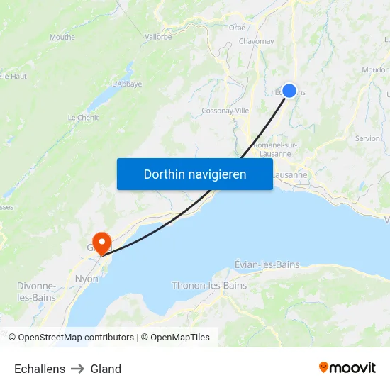 Echallens to Gland map