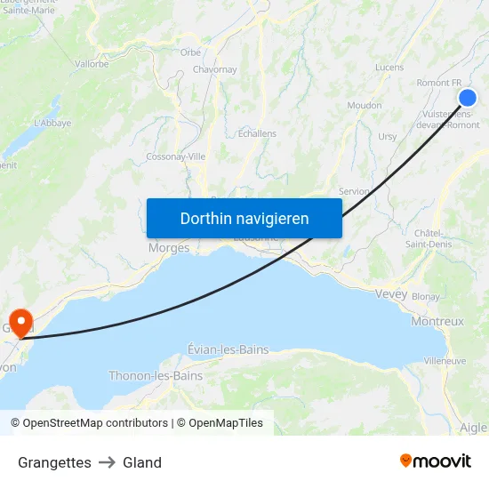 Grangettes to Gland map