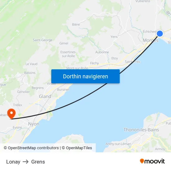 Lonay to Grens map