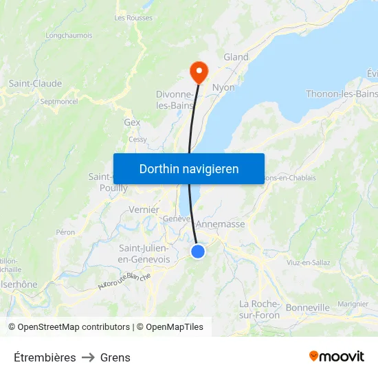 Étrembières to Grens map