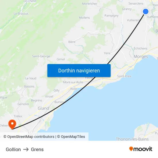 Gollion to Grens map