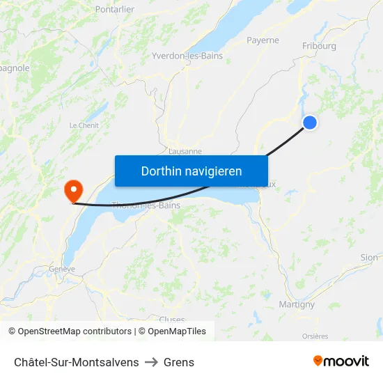 Châtel-Sur-Montsalvens to Grens map