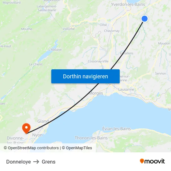 Donneloye to Grens map