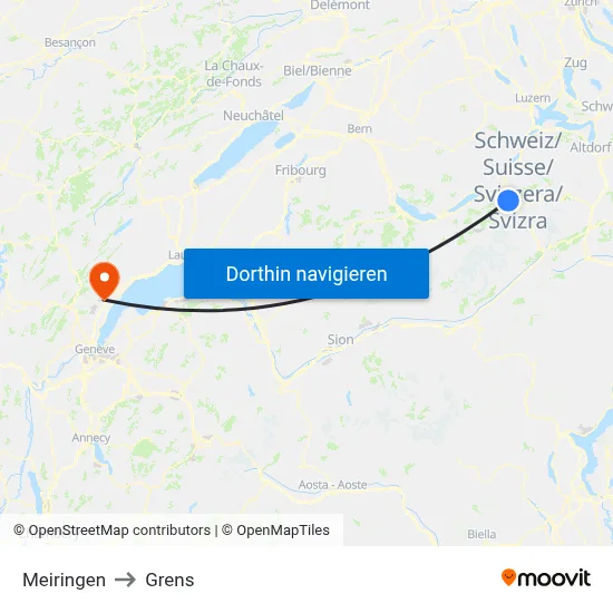Meiringen to Grens map