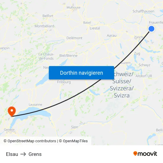 Elsau to Grens map