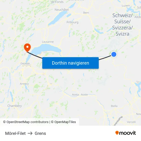 Mörel-Filet to Grens map