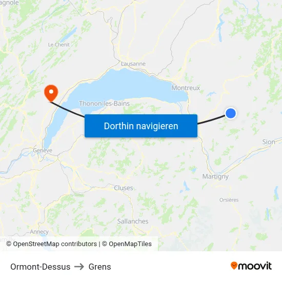 Ormont-Dessus to Grens map