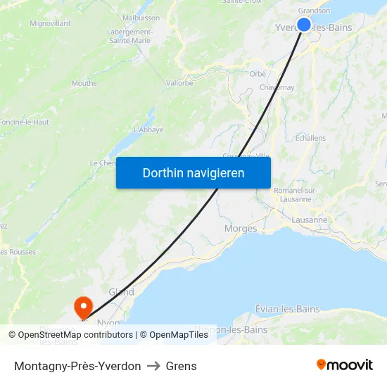 Montagny-Près-Yverdon to Grens map