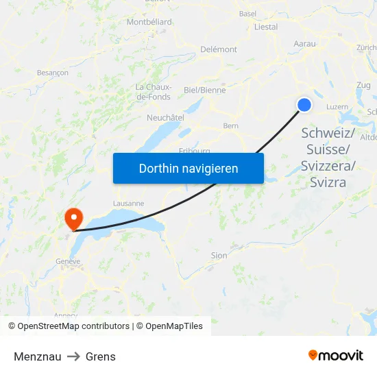 Menznau to Grens map