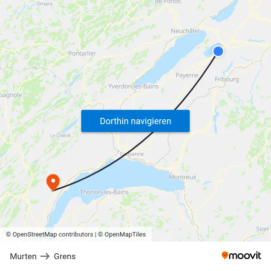 Murten to Grens map
