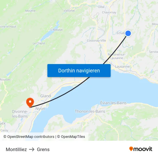 Montilliez to Grens map