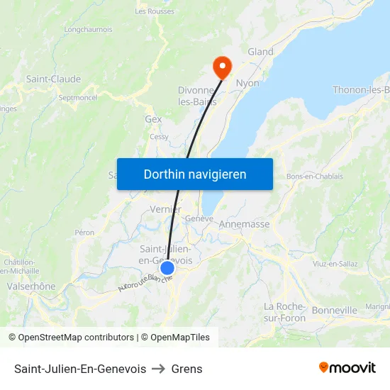 Saint-Julien-En-Genevois to Grens map