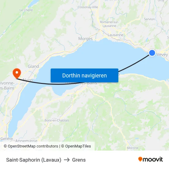 Saint-Saphorin (Lavaux) to Grens map