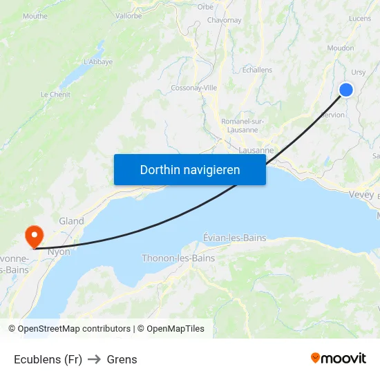 Ecublens (Fr) to Grens map