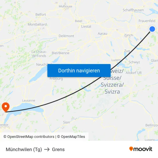 Münchwilen (Tg) to Grens map