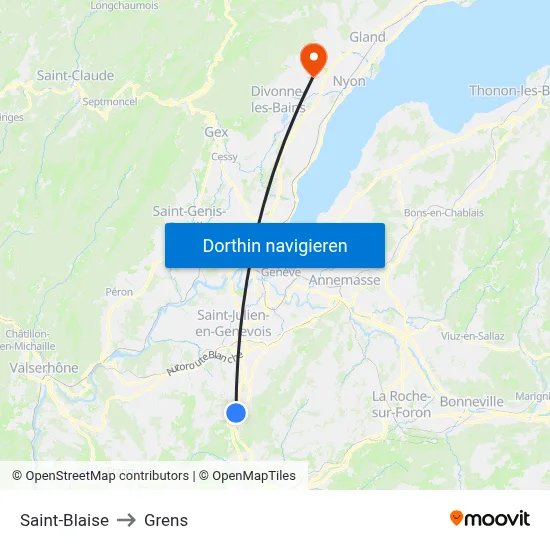 Saint-Blaise to Grens map