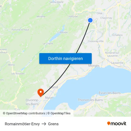 Romainmôtier-Envy to Grens map