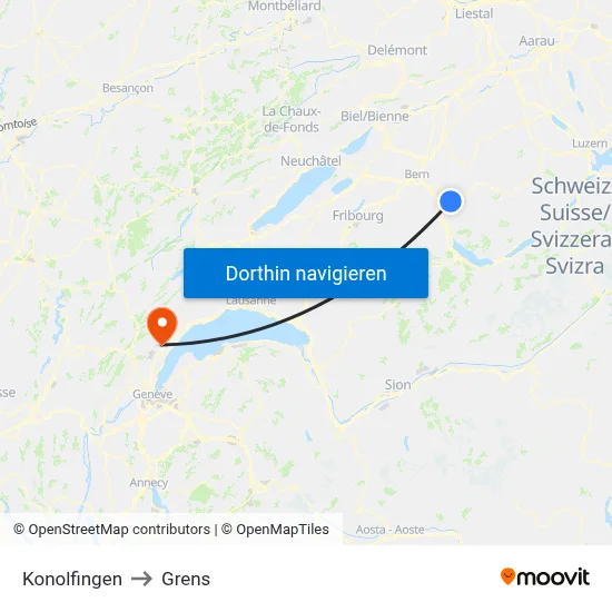 Konolfingen to Grens map