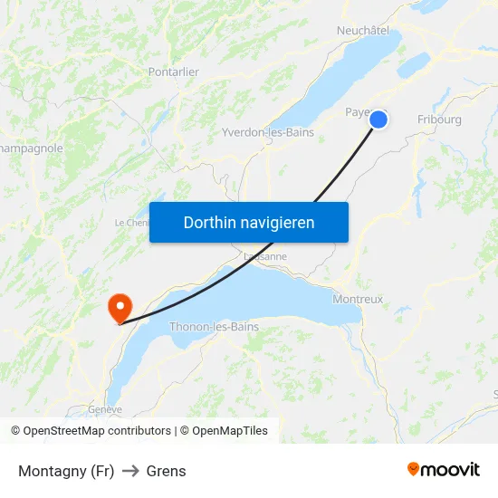 Montagny (Fr) to Grens map