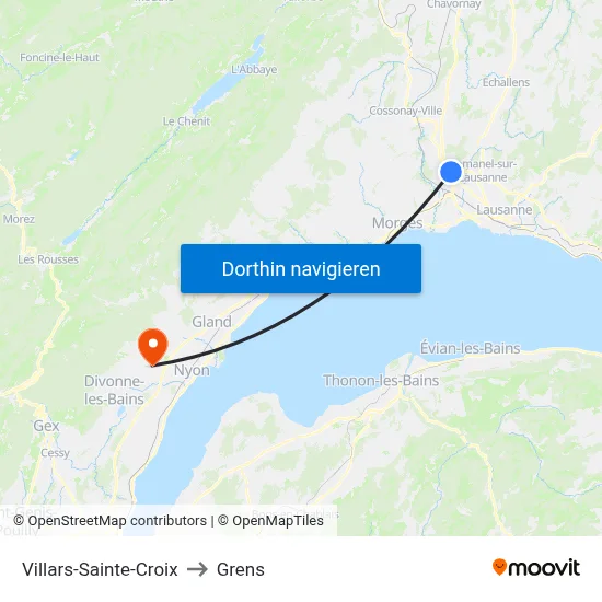 Villars-Sainte-Croix to Grens map