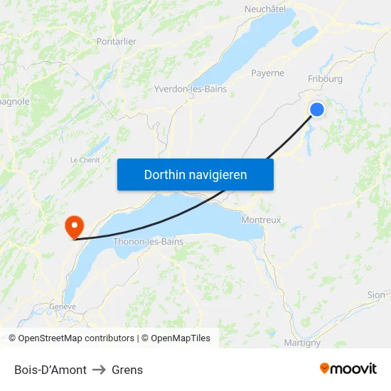 Bois-D’Amont to Grens map