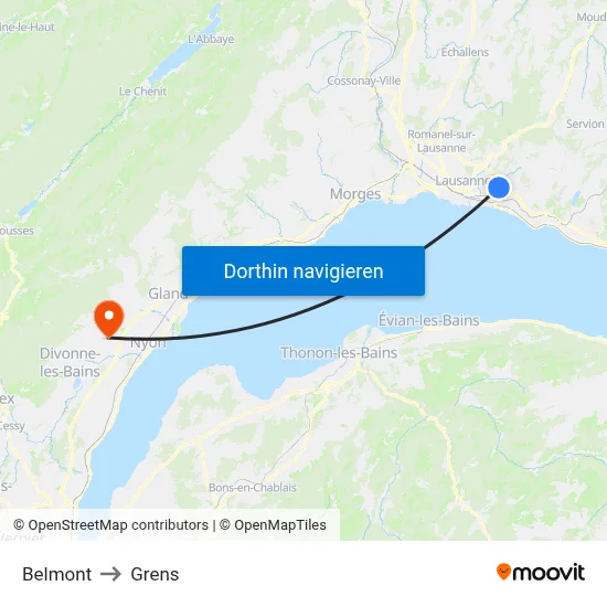 Belmont to Grens map