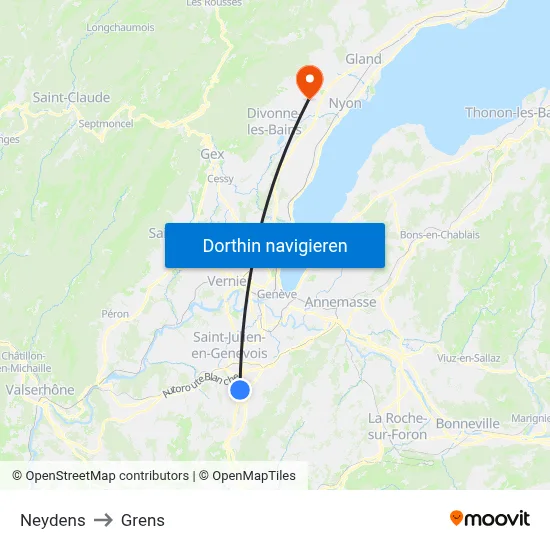Neydens to Grens map