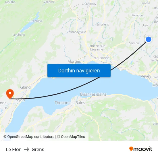 Le Flon to Grens map