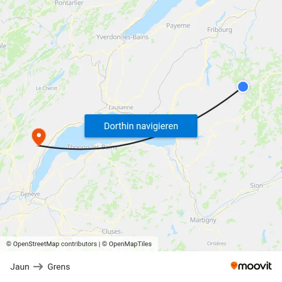 Jaun to Grens map