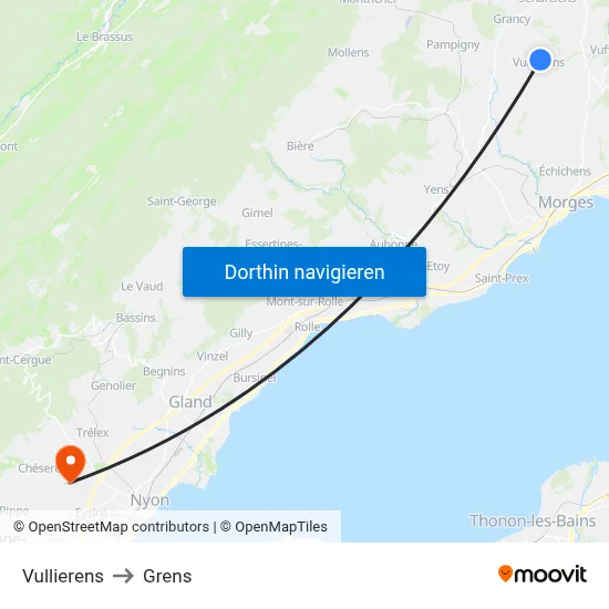 Vullierens to Grens map