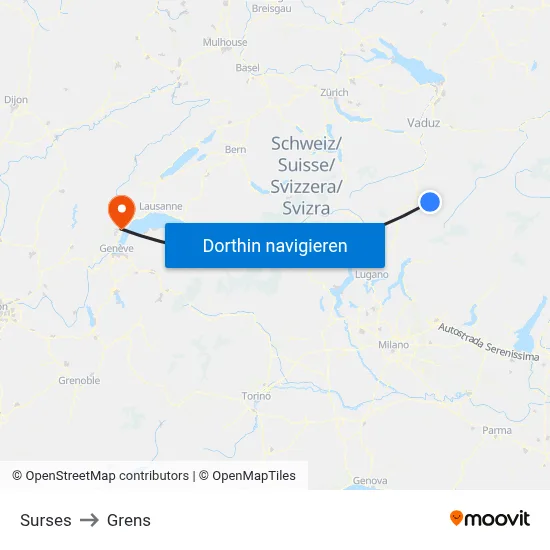Surses to Grens map