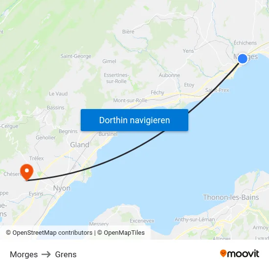 Morges to Grens map
