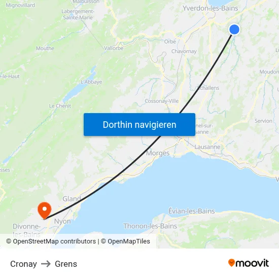 Cronay to Grens map