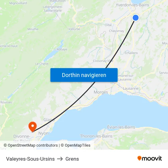 Valeyres-Sous-Ursins to Grens map