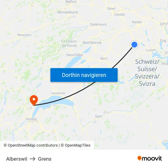 Alberswil to Grens map
