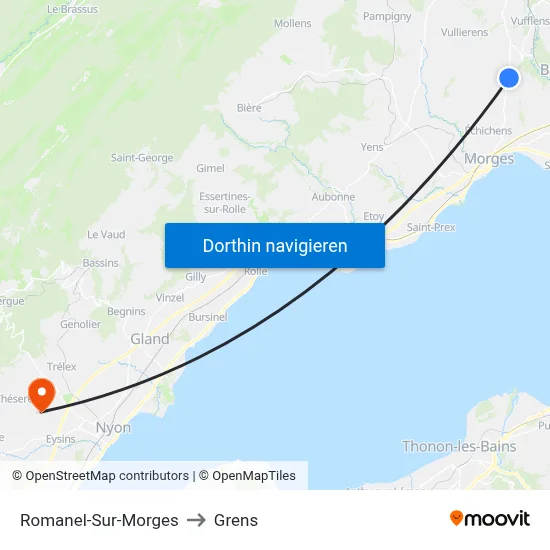 Romanel-Sur-Morges to Grens map