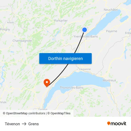 Tévenon to Grens map