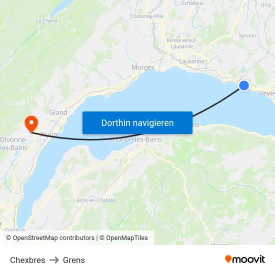 Chexbres to Grens map