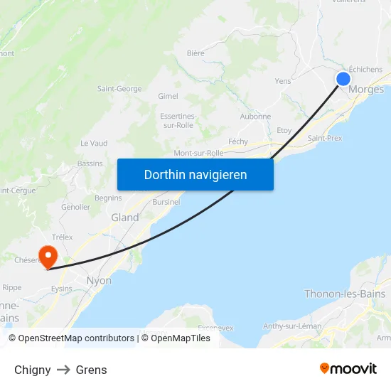 Chigny to Grens map