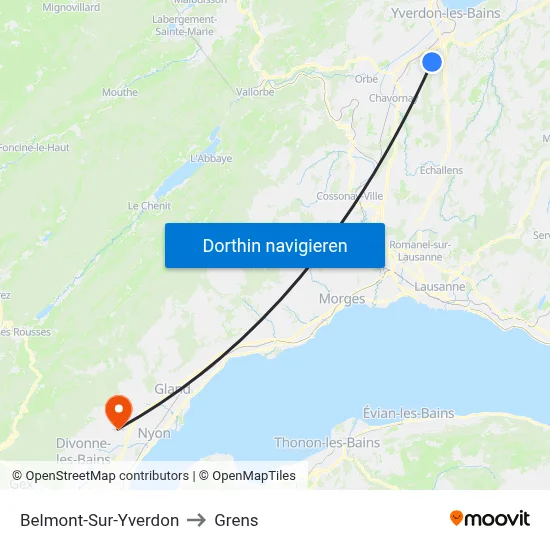 Belmont-Sur-Yverdon to Grens map
